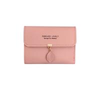 FuninCrea Portafoglio Donna in Pelle PU con Ciondolo a Foglia, Bifold con 9 Scomparti, Impermeabile e A Prova di Graffio, Rosa