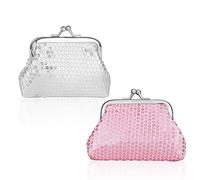 FuninCrea Portamonete 2 pezzi, portamonete in nylon per donne e ragazze, portafoglio portamonete colorato e double face, mini borsetta con chiusura a bacio per cambiare, chiavi, auricolari, rossetto