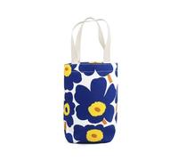 FuninCrea TelaTote Bag Riutilizzabile Borsa Shopper Donna Leggero Piccolo Borsette con Manici Ispessiti e Motivo Floreale per Tazze Thermos, Tazze da Caffè, Scatole per il Pranzo, Blu