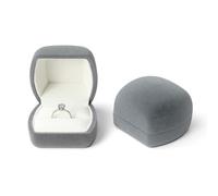 FuninCrea Velluto Singolo Scatola Anello Elegant Porta Anelli Gioielli Scatola Regalo per Orecchini, Piccoli Porta Fedi Portagioie Gioie per Proposta di Matrimonio Cerimonia di Fidanzamento, Grigio