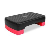 FUNJEPE Stepper aerobico a 2 livelli regolabile in altezza per allenamento e allenamento con 2 alzate regolabili da 10 a 15 cm (rosso)