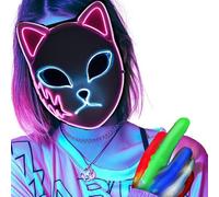 Funjoyz Demon Maschera Slayer,Uccisore Di Demoni Maschera Di Halloween,Volpe Maschera Horror A Led,Maschera Di Universale Per Halloween,Cosplay,Carnevale,Festa Dei Bambini,Mascherata,Party