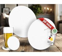 Funke & Brand Coperchi da birra vuoti rotondi - Sottobicchieri fai da te rotondi - 50 pezzi - Coperchio rotondo naturale bianco in cartone levigato - Coaster sottobicchieri sottobicchieri decorativi