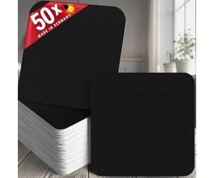 Funke & Brand Sottobicchieri bianchi rettangolari neri 50 pezzi 50 sottobicchieri scuri e naturali fai da te in cartone tagliato in legno Coaster sottobicchieri decorativi Piazza vuota