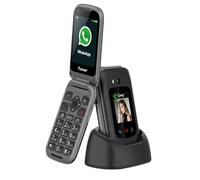 Funker E480 - Telefono 4G per anziani con WhatsApp e videochiamate, pulsante SOS e GPS, tasti grandi, schermo touch da 2,8", volume alto, cellulare con coperchio facile da usare, colore nero