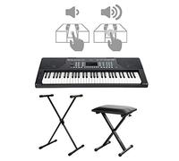 FunKey 61 Edition Touch Keyboard Set - 61 tasti - Touch Response - 300 suoni & 300 ritmi - accompagnamento automatico e funzioni di apprendimento - incl. supporto a X e sgabello - nero