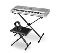 Funkey Deluxe Kit Set Keyboard 61 Tasti - Tastiera per principianti con 100 suoni e ritmi e accompagnamento automatico - Set completo con supporto, panca e cuffie - Argento