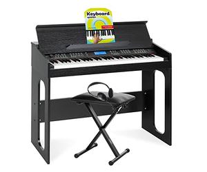 FunKey DP-61 III Keyboard in Design Digitalpiano - 61 Tasti Keyboard - 300 Suoni diversi - 300 Ritmi - Accompagnamento automatico - Set incl. panca per keyboard, cuffie e scuola - Nero