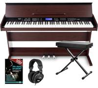 FunKey DP-88 II Pianoforte digitale marrone, set con panchetta, cuffie e guida (tedesco)