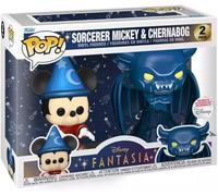 Funko Pop! Disney: Fantasia - Stregone Topolino e Chernabog (Edizione Metallica), confezione da 2