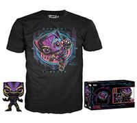 funko marvel: black light - pop tee box black panther 9cm (t-shirt l)