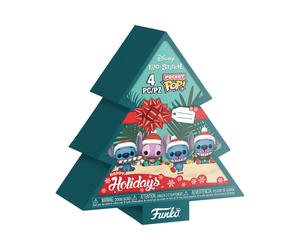 Funko Pocket Pop Stitch Holiday - 4 Pack Tree Box - Lilo and Stitch - Keychain