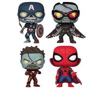 Funko Pop Lotto Pacchetto Di 4 Marvel What If? Zombies - Spider-Man, Iron Man &