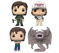 Funko Pop Lotto Pacchetto Di 4 Stranger Things Dustin,Hunter Steve Demo-Bat