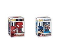 Funko POP Marvel: Spider Man: No Way Home S3 - Leaping SM2, Multicolore, One Size, 67607 & Pop Marvel: Endgame-Captain America w/BrokenShield