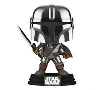 Funko POP! Star Wars Mandalorian con Darksaber (Chrome & Glow in The Dark), Esclusivo, Multicolore, 3.75 inches