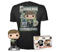 Funko Pop! & Tee: Star Wars: The Mandalorian - Luke With Grogu (The Child, Baby Yoda) - Medium - T-Shirt, Maglietta - Vestiti con Figura in Vinile da Collezione - Idea Regalo per gli Adulti Uomini