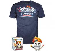 FUNKO POP TEES GHOSTBUSTERS UNISEX T-SHIRT+FIGURE GLOWS IN THE DARK STAY PUFT L