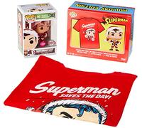 Funko - Set Figura Pop & tee DC Comics Superman Exclusive Flocked Bambole azione, Multicolore (137191)