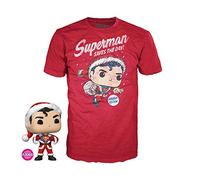 Funko - Set Figura Pop e T-shirt DC Comics Superman - Esclusiva Flocked - Multicolore