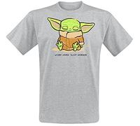 Funko The Mandalorian - Cute Child Sleeping - Grogu Unisex T-Shirt Grigio Chiaro Screziato S