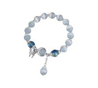 Funkuhr Armbanduhr Schmetterlings-Katzenauge-Armband für Damen, Design, hochwertiges graues Kristall-Armband, Studenten-Temperament, vielseitig Große Fußkettchen Für (Light blue, One Size)