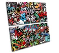 Funky Abstract Graffiti MULTI TELA parete arte foto stampa