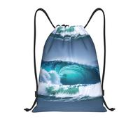 Funky Borse con coulisse Stampa Ocean Wave Sport Borsa da palestra Fitness Yoga Viaggio Impermeabile, Nero, M, Zaini casual