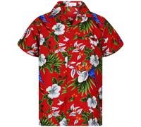 Funky Camicia Hawaiana Cherry Parrot Rosso