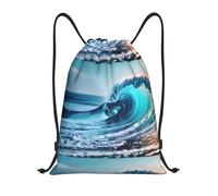 Funky Coulisse Tasche Oceano Mare Wave Stampa Sport Palestra Sack per Fitness Yoga Viaggi Impermeabile, Nero, M, Zaini