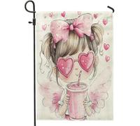 Funky Groovy Bandiere da giardino con angelo di San Valentino, 30,5 x 45,7 cm, double face, per esterni, divertente e romantico, motivo a cuore, bandiera standard in tela per casa, cortile, cortile
