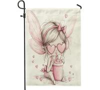 Funky Groovy - Bandiere da giardino fatate per San Valentino, 30,5 x 45,7 cm, double face, per esterni, divertente, romantico, con motivo a cuore, bandiera standard per casa, cortile, cortile, prato