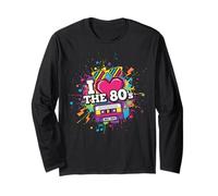 Funky I Love The 80s Cassette Fun Glasses Classic Throwback Maglia a Manica