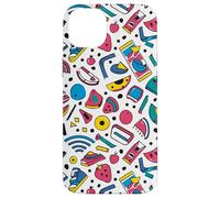 Funky Icons Retro anni '80 90 sfondo bianco Pop Art Design Custodia per iPhone 14 Plus