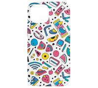 Funky Icons Retro anni '80 90 sfondo bianco Pop Art Design Custodia per iPhone 15