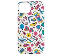 Funky Icons Retro anni '80 90 sfondo bianco Pop Art Design Custodia per iPhone 15 Plus