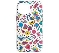 Funky Icons Retro anni '80 90 sfondo bianco Pop Art Design Custodia per iPhone 16 Pro Max