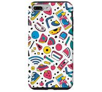 Funky Icons Retro anni '80 90 sfondo bianco Pop Art Design Custodia per iPhone 7 Plus/8 Plus