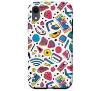 Funky Icons Retro anni '80 90 sfondo bianco Pop Art Design Custodia per iPhone XR