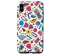 Funky Icons Retro anni '80 90 sfondo bianco Pop Art Design Custodia per iPhone XS Max