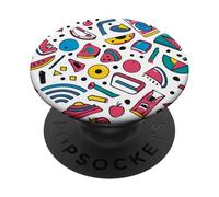 Funky Icons Retro anni '80 90 sfondo bianco Pop Art Design PopSockets PopGrip Adesivo