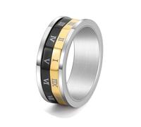 Funky Rings, Anelli in Acciaio Inossidabile Donna Taglia 15 8mm Numeri Romani Rotanti Personalized Regalo per Migliore Amico Engagement Gioielli
