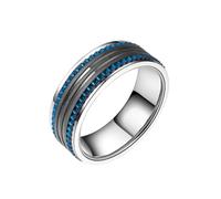 Funky Rings, Anello di Fidanzamento Blu Acciaio Inossidabile Taglia 27 8mm Ingranaggio Custom Regalo per Madre Mother'S Day Gioielli