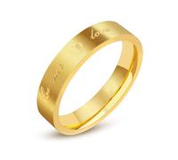 Funky Rings, Anello Donna in Oro Acciaio Inossidabile Taglia 22 Cuore Forever Love Lucido da 4 mm Custom Regalo per Figlia Prom Gioielli