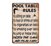 Funky Tin Sign Pool Table Rules For Decoration Restaurant Garage Cafe 20,3 x 30,5 cm