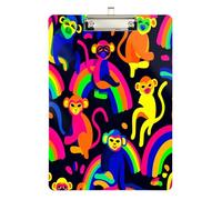 Funky Zoo Monkeys Rainbow File Cartella Appunti Formato Lettera Acrilico Carino per Appunti Personalizzati per Insegnanti Dimensioni 9 x 12.5 Tabla para escribir con Clip Silver Hold