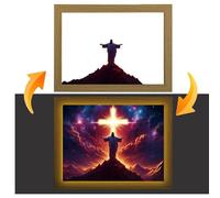 FunLake Gesù Cristo pittura con luce a LED | La passione e la gloria doppia decorazione artistica, off-sketch on-vibrante luce notturna che cambia colore, regalo spirituale per chiesa cristiana