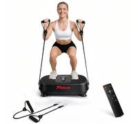 Funlife Piastra vibrante da 120 kg, 180 livelli, 5 programmi e manuale, Bluetooth e altoparlante, piastra fitness con corde per allenamento di tutto il corpo