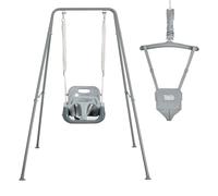 FUNLIO 2-in-1 Altalena e Altalena da Porta per Bambini, Altalena Resistenti con 4 Sacchi di Sabbia, Supporto in Metallo Pieghevole per Giochi al Coperto/Esterno, Facile da Montare e Riporre - Grigio