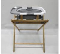 FUNLIO Bagnino per Bimbi con Supporto, Bagnino Pieghevole per Neonati, con Supporto in Legno Pieghevole, per Bimbi da 0 a 36 Mesi